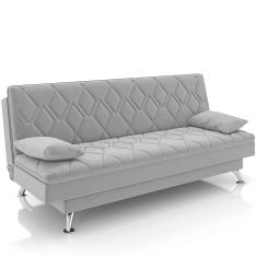 Sofá Cama para Sala de Estar Quarto 193cm Lia M03 Veludo Cinza - Lyam Decor