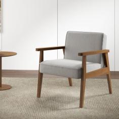 Poltrona Madeira Maciça Julia Volttoni Nogueira Tec Lona 291 G2