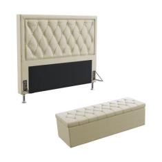 Kit Cabeceira Estofada Decorativa Para Cama Box Centaurus 195 Para Cam