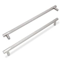 BUKOBYHE Pacote com 10 puxadores de armário de cozinha de níquel acetinado escovado 320 mm (12-5/8 pol.) Puxadores de armário serrilhados puxadores de gaveta ferragens de cozinha