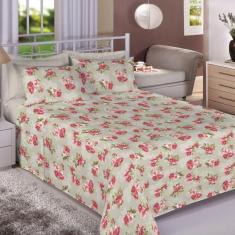 Jogo De Cama Casal 100% Algodão Premium Plus 4 Peças Flowers