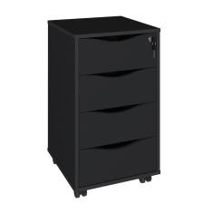 Gaveteiro 4 Gavetas Pés Rodízios Mobile Bit Preto Artany