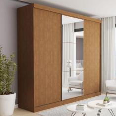 Guarda-Roupa Casal Barcelona 3 Portas de Correr 4 Gavetas Carvalho - M