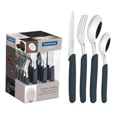 Faqueiro Carmel com Lâminas em Aço Inox e Cabos em Polipropileno Natural Escuro - Tramontina