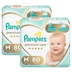 Kit Fralda Pampers Premium Care Jumbo Tamanho M 160 Unidades