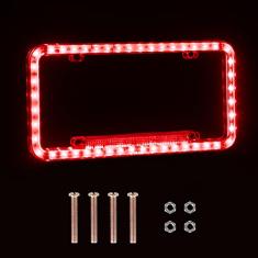 eing Moldura para placa de licença Auto 12 V 54 LED cor luz acrílica tampa para placa de carro, vermelha