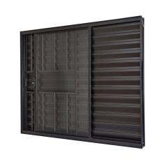 Janela de Alumínio Veneziana 100x150cm 3 Folhas Com Grade e Com Vidro Liso Ultra Ramassol
