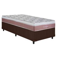 Cama Box Solteiro: Colchão Molas Herval Maxspring Coimbra + Base CRC Courano Brown(88x188)