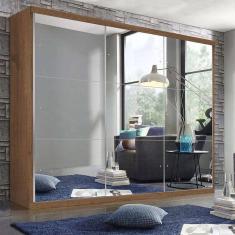 Guarda Roupa Casal 3 Portas De Correr 4 Gavetas E 9 Espelhos Rennes Minastex Freijó