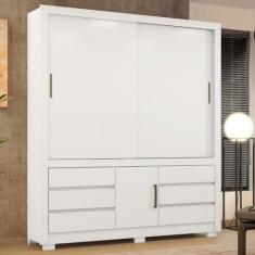 Guarda Roupa Casal 3 Portas e 6 Gavetas Arbo - Demóbile, Branco/Rosa/B