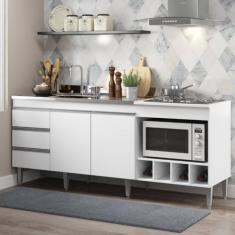 Balcão para Cozinha Completo 183 x 52 Cm Nicho Forno/Micro Adega Cookt