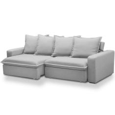 Sofá Retrátil Reclinável Para Sala De Estar Living 215cm Vêneto F04 Bouclê Cinza - Lyam Decor