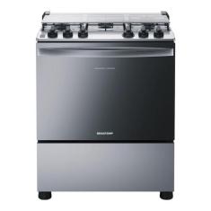 Fogão Brastemp 5 Bocas Cor Inox Com Botões Removíveis E Exclusivo Aro 