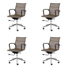 Kit 4 Cadeiras para Escritório Diretor Esteirinha Tela Mesh 3303 Or Design