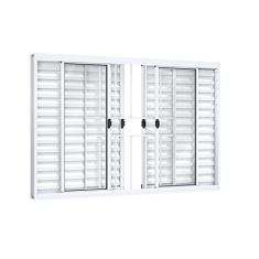 Janela Veneziana de Correr Central 6 Folhas com Grade Riobras Alumínio 100cmx150cm Branco
