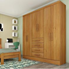 Guarda Roupa Casal 6 Portas 4 Gavetas Arizona Cinamomo