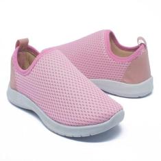 Tênis Infantil Calce Facil Leve Confortável Furinho Rosa - Beanna calç