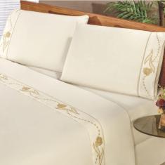 Jogo De Lençol Queen Imperio 4 Peças Percal 180 Fios - Palha