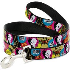 Coleira para cães Cruella de Vil Cruell World e emblema redondo, colagem de 1,0 m de comprimento, 2,5 cm de largura
