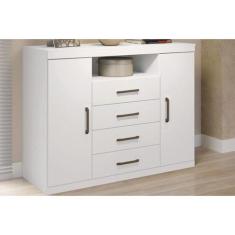 Cômoda de Quarto Master c/ 2 Portas 1 Nicho e 4 Gavetas Branco - Santo