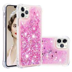 LEMAXELERS Capa compatível com iPhone 11 Pro de 5,8 polegadas, com glitter, líquido, transparente, flutuante, areia movediça, à prova de choque, capa protetora de silicone macio de TPU para iPhone 11