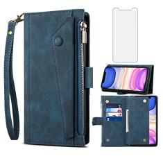 Capa de telefone para iPhone XR 6.1 capa carteira com protetor de tela de vidro temperado e alça transversal de ombro flip zíper suporte para cartão iPhoneXR iPhone10R i Phonex 10XR 10R RX CR