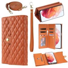 Asuwish Capa de telefone para Samsung Galaxy S21 Plus S21+ 5G capa carteira com alça de pulso de couro flip zíper suporte para cartão de crédito suporte celular S21+5G S21plus 21S + S 21 21+ G5