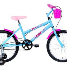 Bicicleta Aro 20 Infantil Mtb Girl com Roda Lateral Azul/Rosa