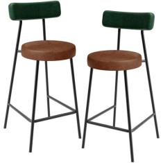 Kit 02 Banquetas Baixa Cozinha Sala Jantar Bancada Milão L02 material 