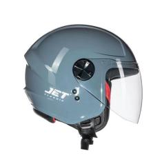 Capacete Moto Aberto Fly New Jet Feminino Masculino, Cinza Brilhante, 