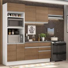 Armário de Cozinha Completa 270cm Branco/Rustic Glamy Madesa 14, Branc