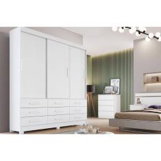 Guarda Roupa 3 Portas e 9 Gavetas Buriti/Jequitibá Branco - Novo Horizonte