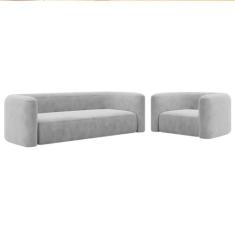 Kit Sofá 3 Lugares 180cm e Poltrona Orgânica Luxo Recepção Melina Linh