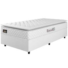 Cama Box Solteiro Colchão Espuma D33 Pillow Top New Millenium 88x188x57cm Branco Hellen – Suporta Até 120 Kg Por Pessoa