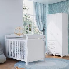 Quarto de Bebê com Guarda-Roupa 3 Portas e Berço Minicama 100% MDF Nin