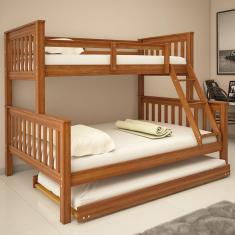 Treliche De Madeira Com Cama Casal/Solteiro Totalità Castanho