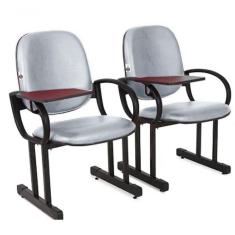 02 Cadeiras Para Auditório Com Prancheta Linha Dallas Auditório Cinza