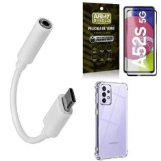 Capa Samsung A52S + Adaptador Fone Tipo C/P2 + Película 3D - Armyshiel
