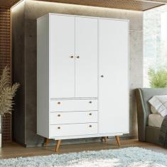 Guarda Roupa Solteiro 3 Portas 3 Gavetas Retrô 20 Olivar