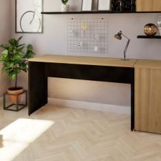 Mesa Reta Corp 25mm 120 Cm Bramov Móveis Preto/carvalho Mel