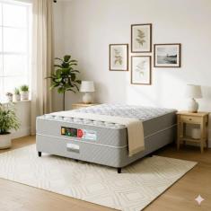 Cama Box Casal Castor Sleep Max D33 138x188x45 + Box Castor, Cinza, Ca