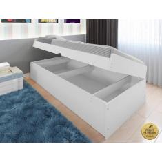 Cama solteiro com bau framar camila branca mdf/mdp - FRAMAR MOVEIS
