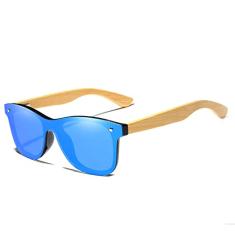 Óculos de Sol Masculino Artesanal Bambu Kingseven Proteção Polarizados UV400 Espelho (C1)