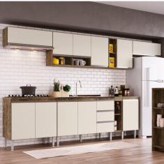 Cozinha Completa 3 Balções 3 Armários Aéreos e 2 Nichos Athena IRM Itaúba/Off White