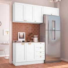 Cozinha Modulada 3 Peças com Tampo 2 Aéreos 1 Balcão Arizona CabeCasa MadeiraMadeira Branco