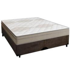 Cama Box Casal Bipartido Suede + Colchão de Molas Ensacadas Portobel I