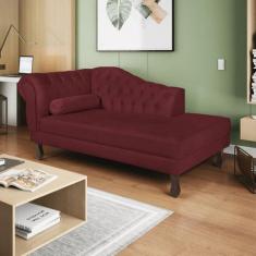 Recamier Diana 140cm Lado Direito Suede Bordô - Doce Sonho Móveis
