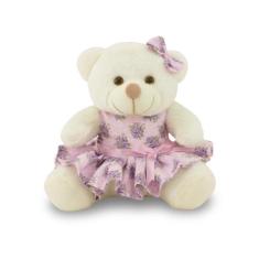 Ursinha de Pelúcia Floral 20cm Decoração Infantil - Toybrink, Baunilha