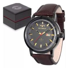 Relógio Technos Masculino Couro Golf Preto Marrom 2115laq/2c