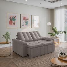 Sofá Palmeira Retrátil Reclinável sem Caixa 3 Lugares 180cm Linho com Molas Cabecasa